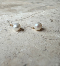 Load image into Gallery viewer, White Freshwater Round Pearl Connector and Charm in 14K Gold Filled 925 Sterling Silver
