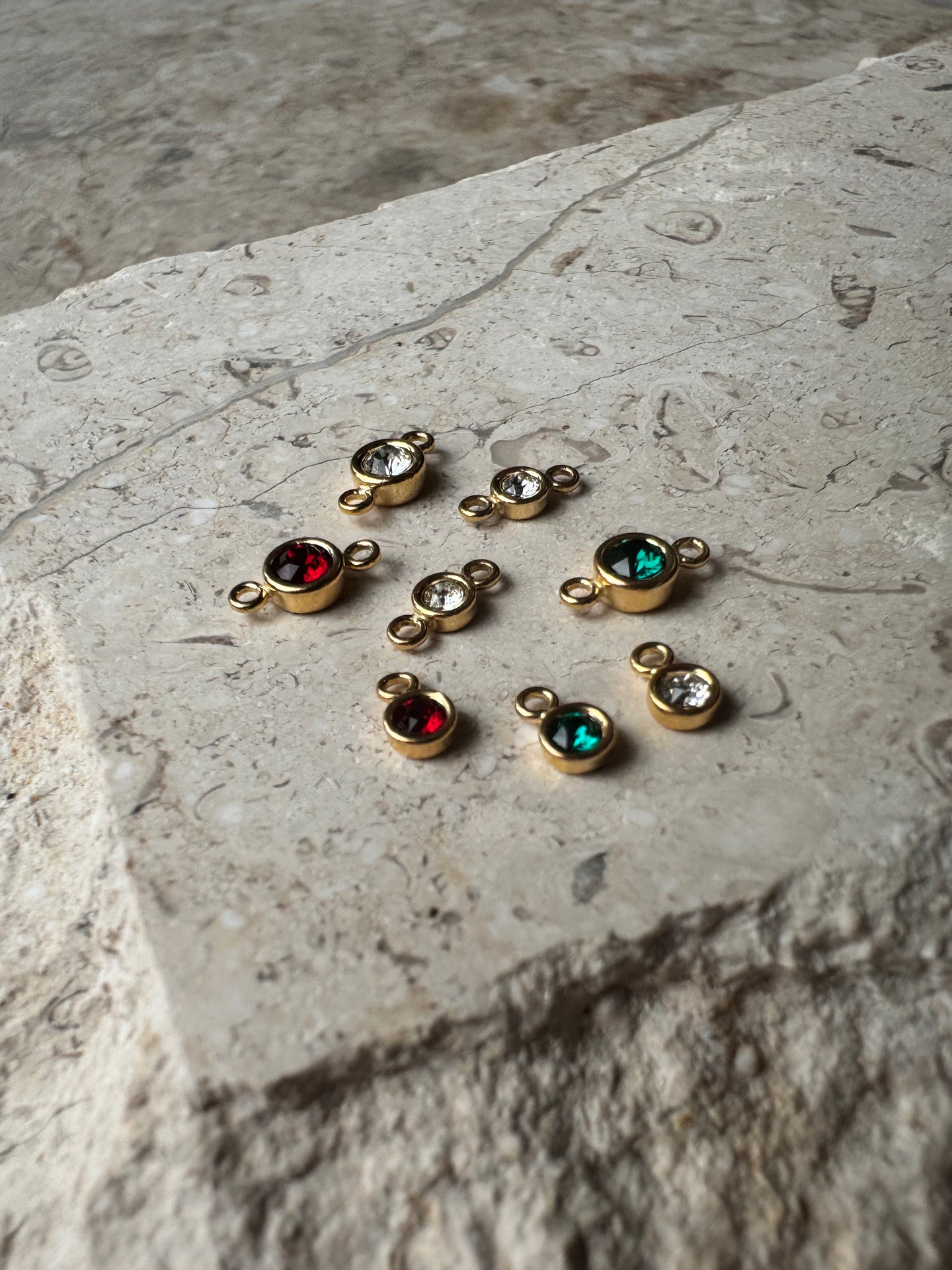 LUXE Cubic Zirconia 3mm 4mm Connector and Charm in 14K Gold Filled Garnet, Emerald, Crystal