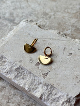 Load image into Gallery viewer, Sun Disc Pendant Huggie Earrings in 18K PVD Gold
