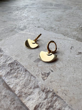 Load image into Gallery viewer, Sun Disc Pendant Huggie Earrings in 18K PVD Gold
