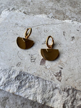 Load image into Gallery viewer, Sun Disc Pendant Huggie Earrings in 18K PVD Gold
