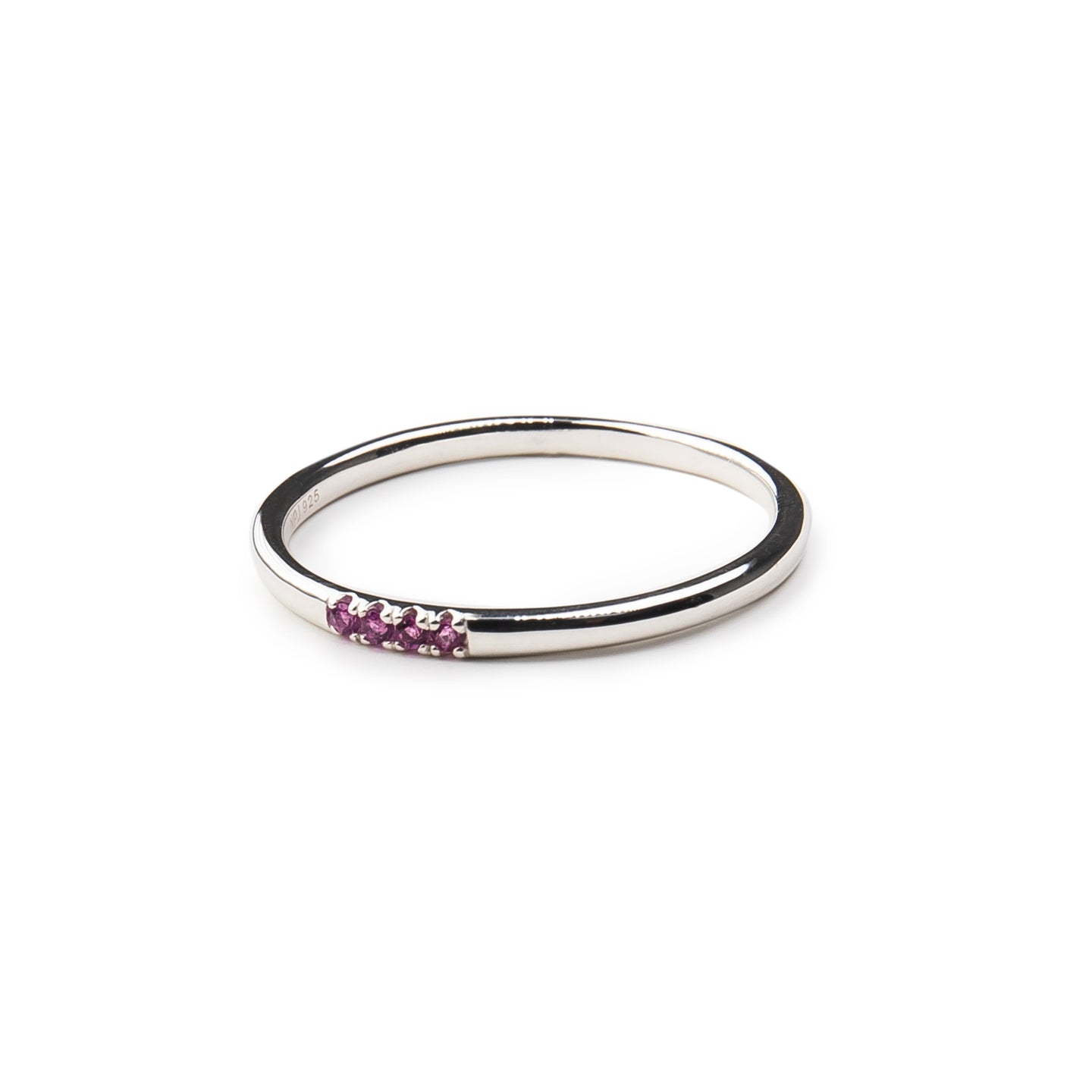 Minimal Rhodolite Stacking Ring in Sterling Silver